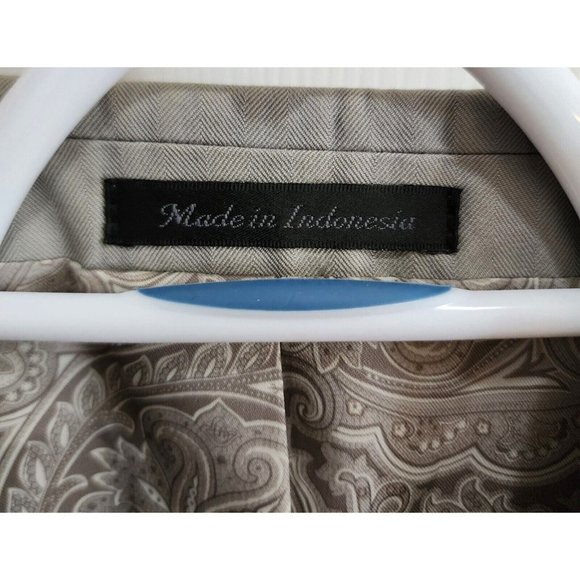 Chaps Beige Striped 2 Button Paisley Lined Suit Jacket Blazer Sport Coat Sz 44R - Picture 3 of 12